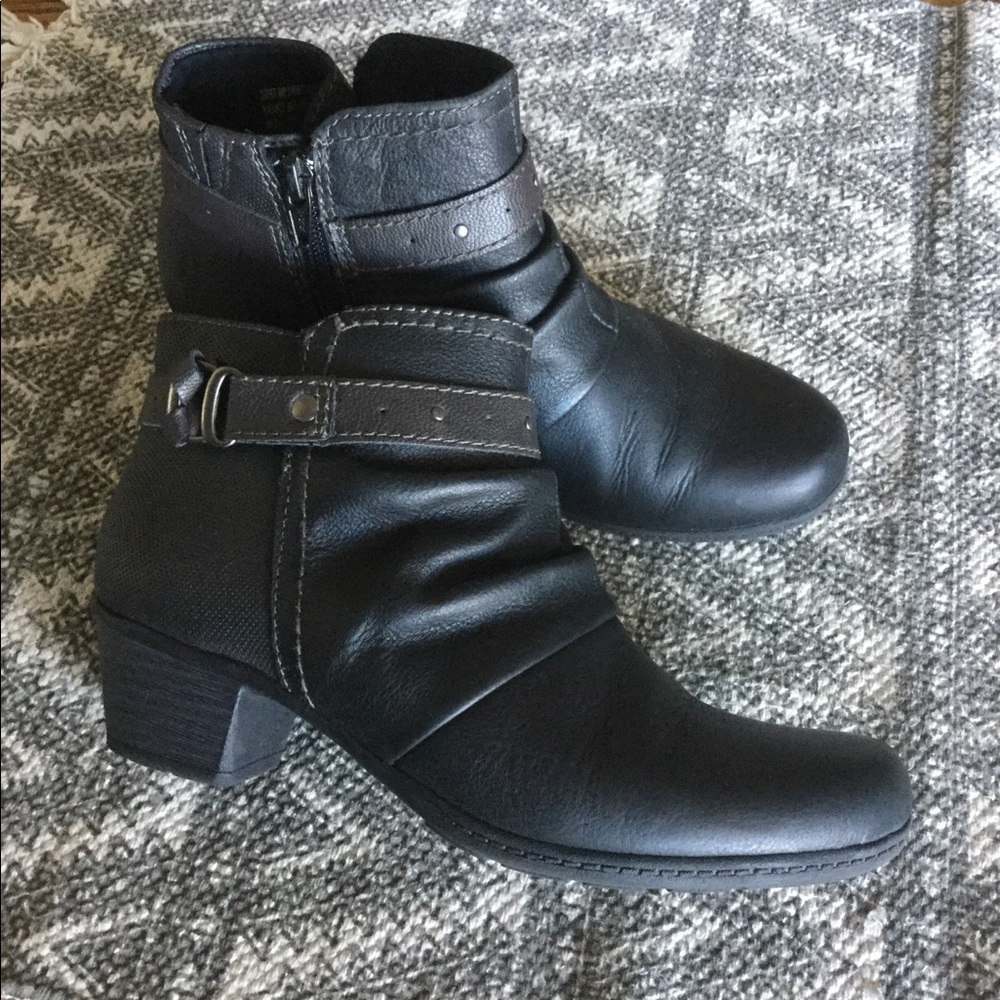 Genuine leather black booties